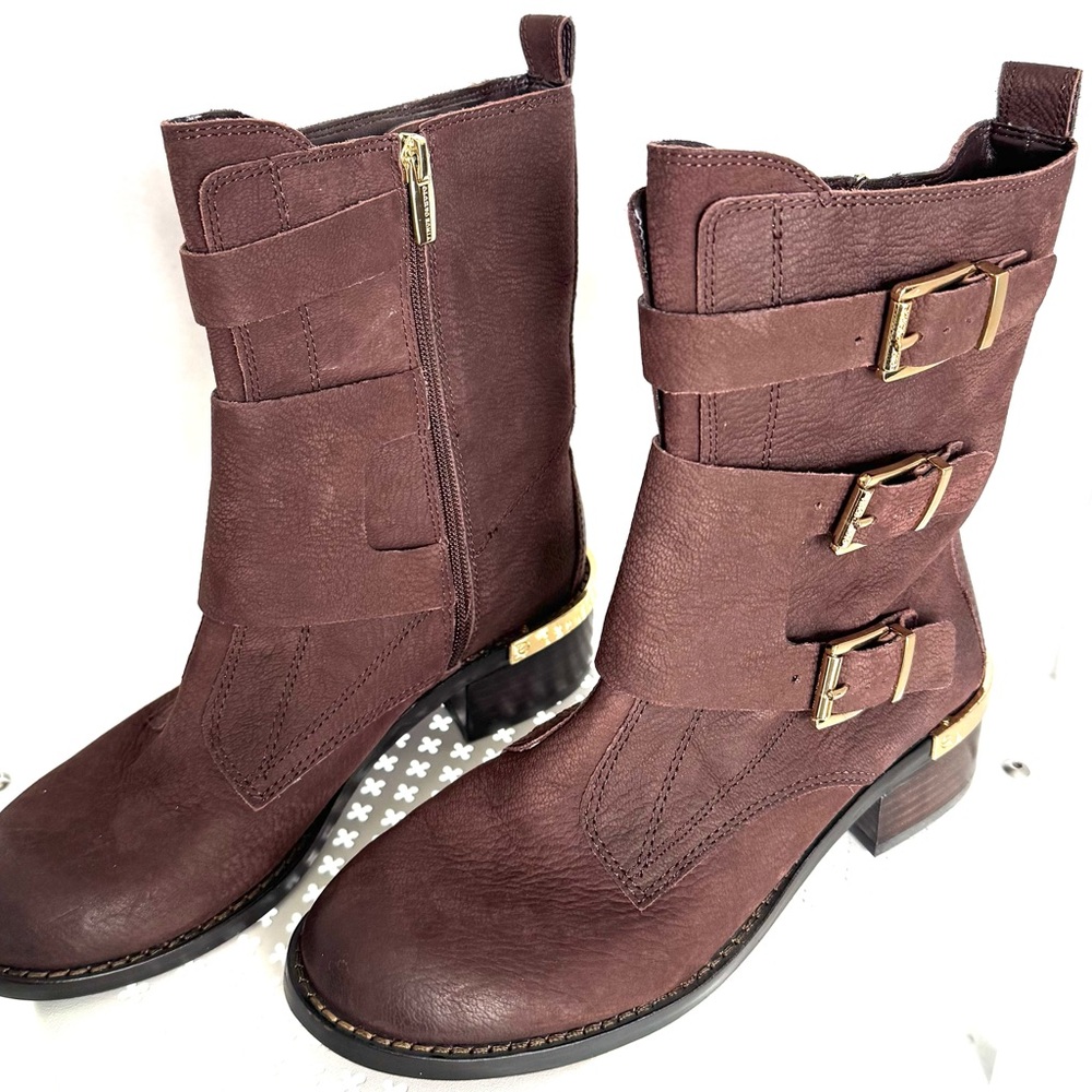 Vince Camuto Brown Buckle Strap Women's Ankle Boots Size 7 Zippered Closure
